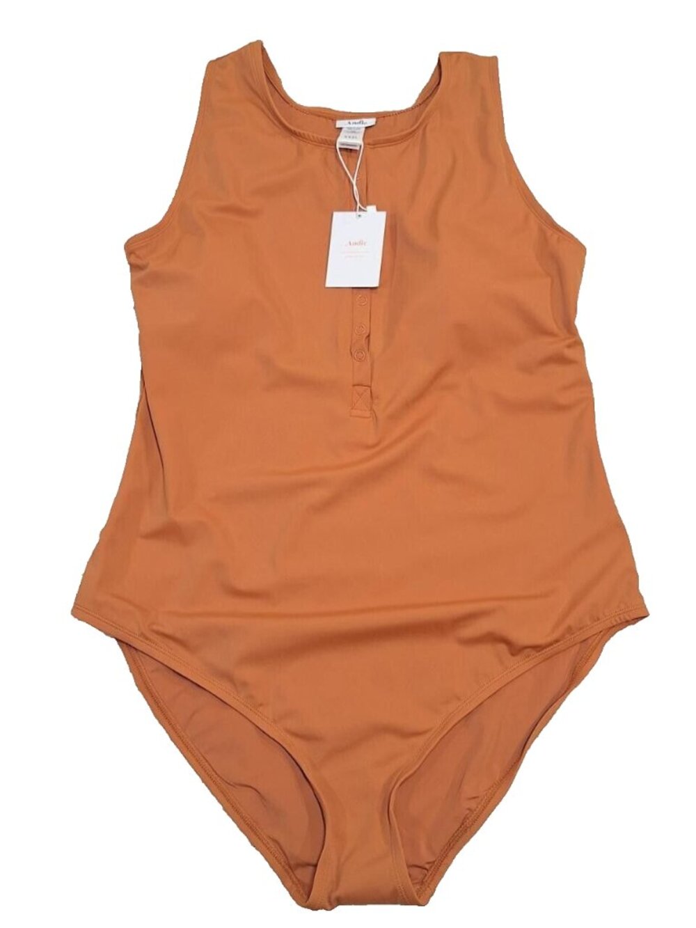 Andie Swim The Malibu One Piece Snap Button Front Orange Swimsuit Womens Sz XXXL
